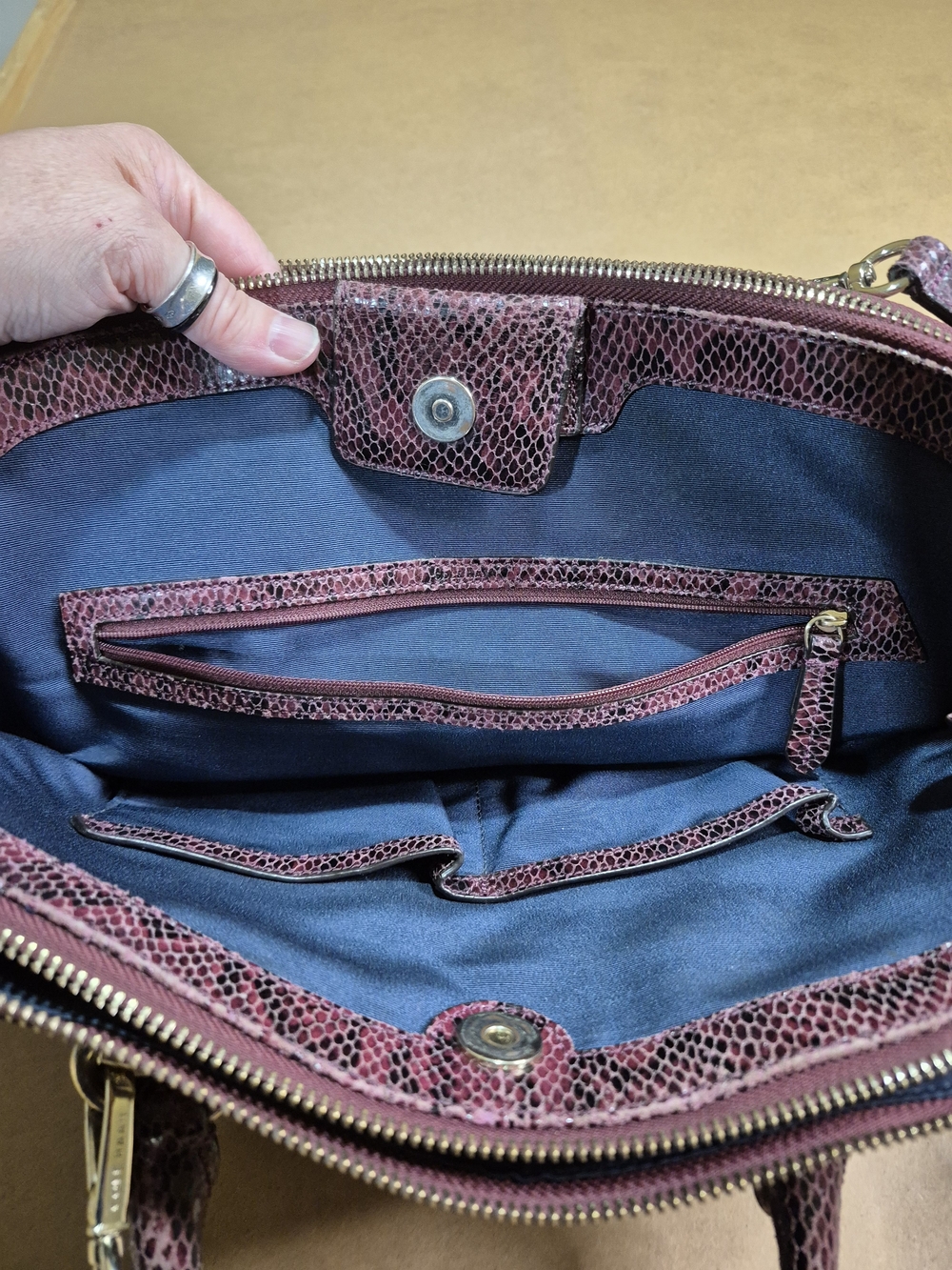 Cole Haan Raspberry Snake-Print Purse - Picture 6 of 13